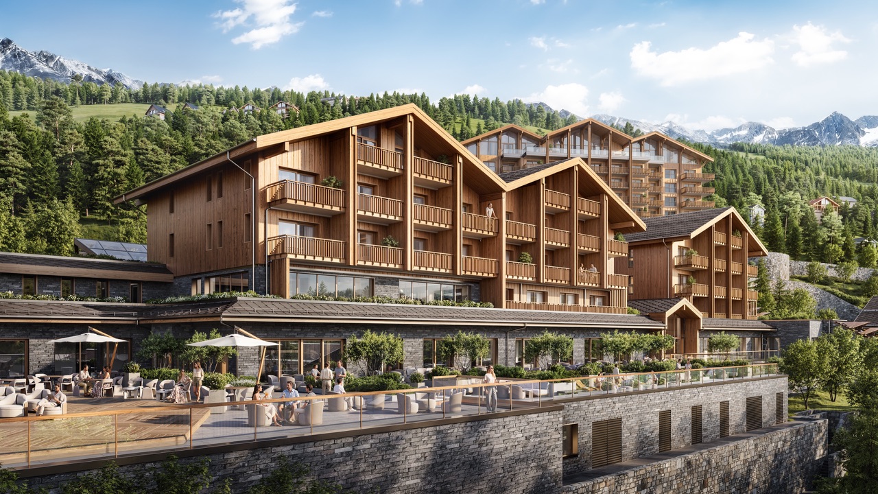 Aminona, Кран-Монтана, Швейцария — архитектурная визуализация для Aminona Luxury Resort, кадр 2