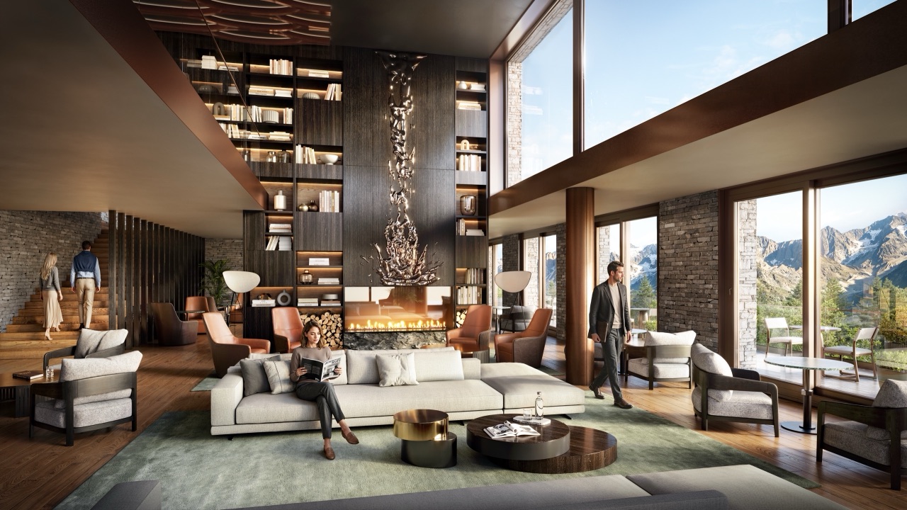 Aminona, Кран-Монтана, Швейцария — архитектурная визуализация для Aminona Luxury Resort, кадр 4