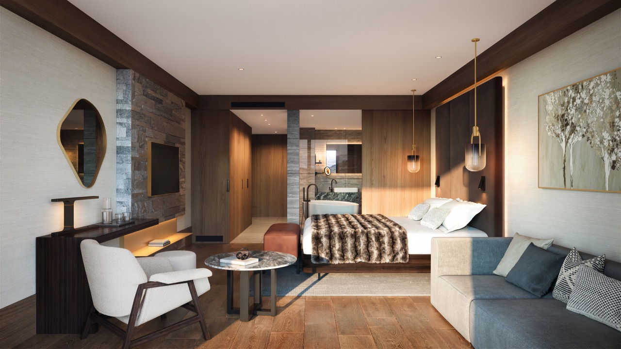 Aminona, Кран-Монтана, Швейцария — архитектурная визуализация для Aminona Luxury Resort, кадр 10